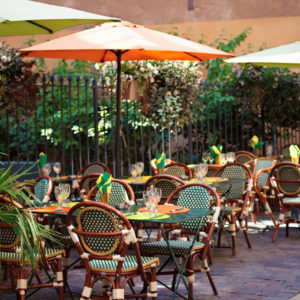 Typical French restaurant scene Typical French restaurant scene of tables and chairs